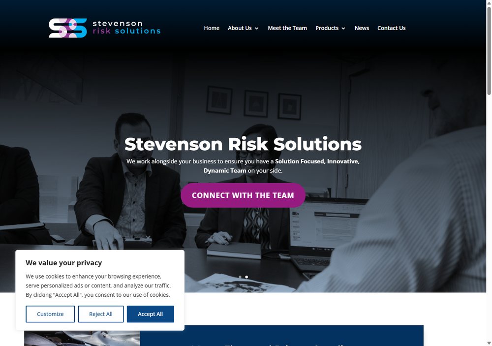 Stevenson Risk Solutions website homepage